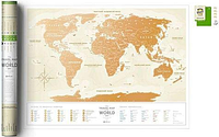 Плакат-скетч карта світу "Travel Map Gold World" в тубусі (укр.)