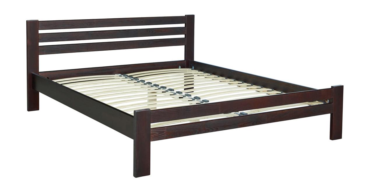 Двоспальне ліжко Меблі-Сервіс Алекс 140х200 см з ламелями дерев'яна в кольорі горіх