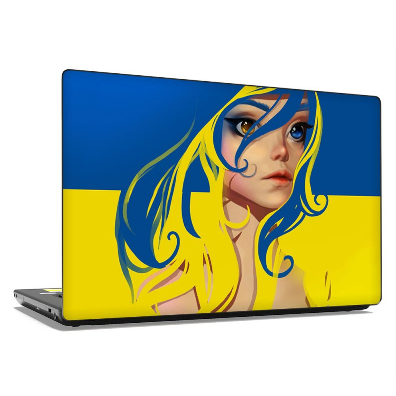 Універсальна наклейка на ноутбук 15.6"-13.3" 380х250 мм Ukraine girlМатова, наклейки на макбук