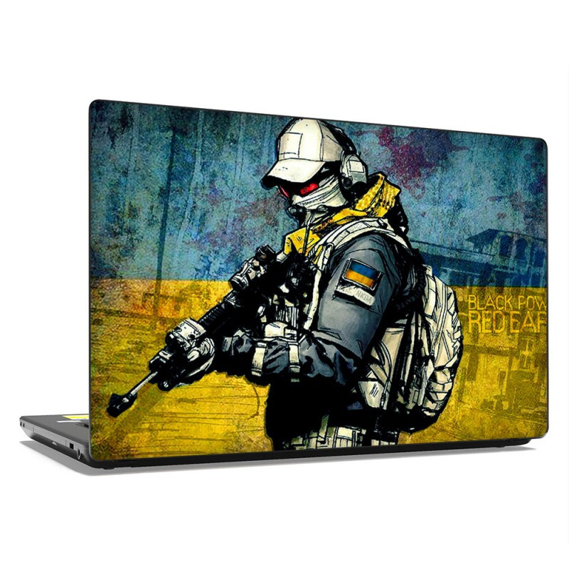 Універсальна наклейка на ноутбук 15.6"-13.3" 380х250 мм Боєць України Матова, наклейки на макбук