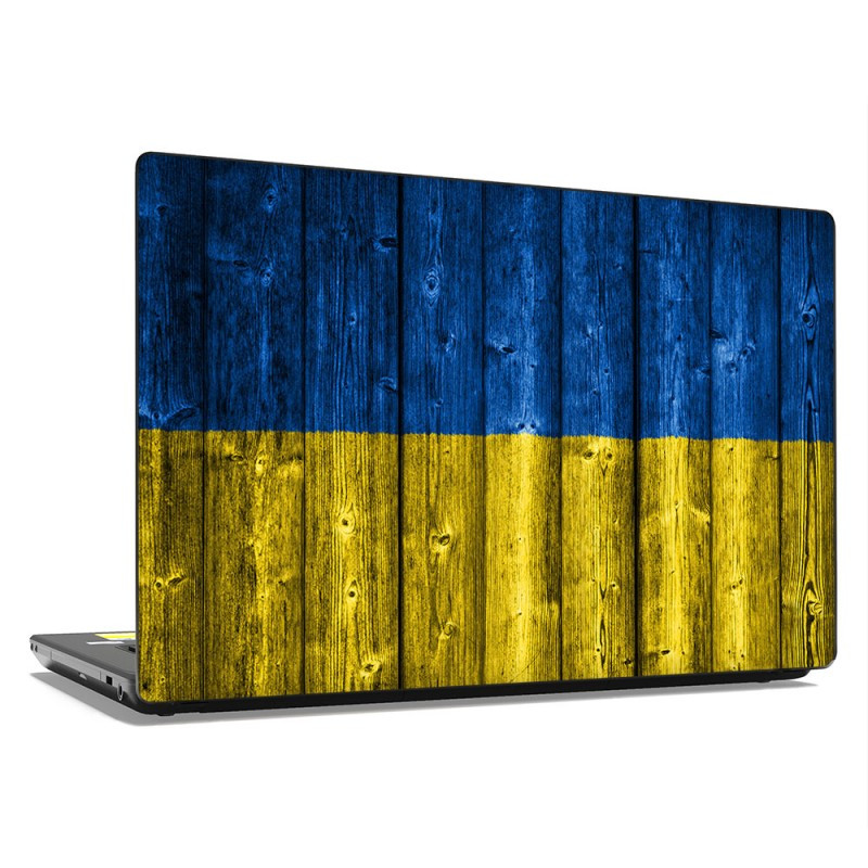 Універсальна наклейка на ноутбук 15.6"-13.3" 380х250 мм Прапор України дерево Матова