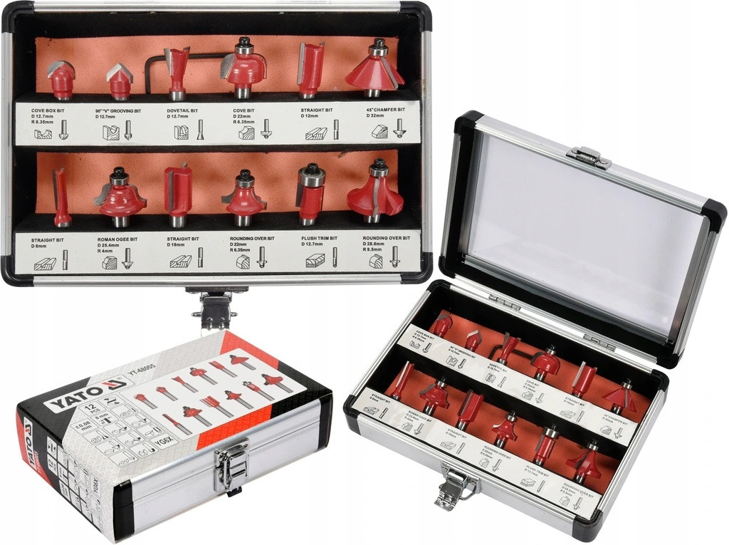 Фрези Для Ручного Фрезера Набір 12 шт YATO (YT-68005), фото 1