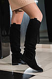 Чоботи труби жіночі натуральна замша байка демісезонні чорні, фото 7