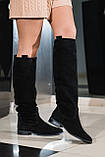 Чоботи труби жіночі натуральна замша байка демісезонні чорні, фото 6