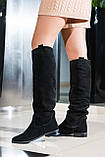 Чоботи труби жіночі натуральна замша байка демісезонні чорні, фото 3