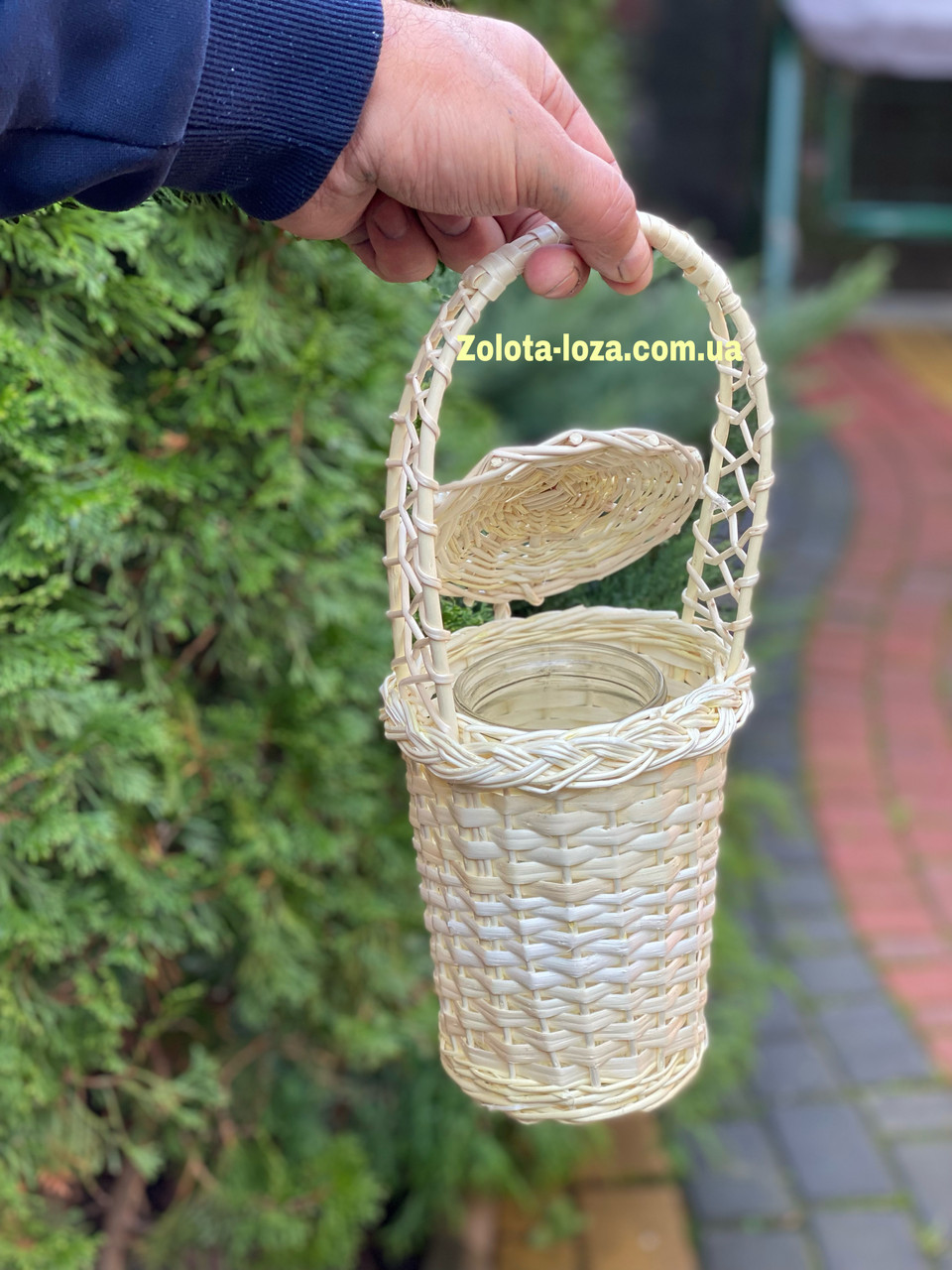Корзина плетена з вибіленої лози на 1л. Арт:509015, фото 1