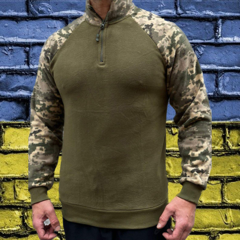 Тактична зимова сорочка ВСУ убакс, військовий мультикам ubacs, батнік флісовий кофта ЗСУ хакі піксель розмір L