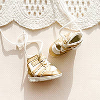 Кросівки для ляльки "Adidas" високі 5.6*2.5 см Золото з білим