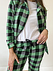 Домашня жіноча піжама 3-ка COSY у клітинку зелено/чорна (сорочка+штани+футболка), фото 4