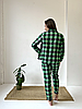 Домашня жіноча піжама COSY у клітинку зелено/чорна (сорочка+штани), фото 2