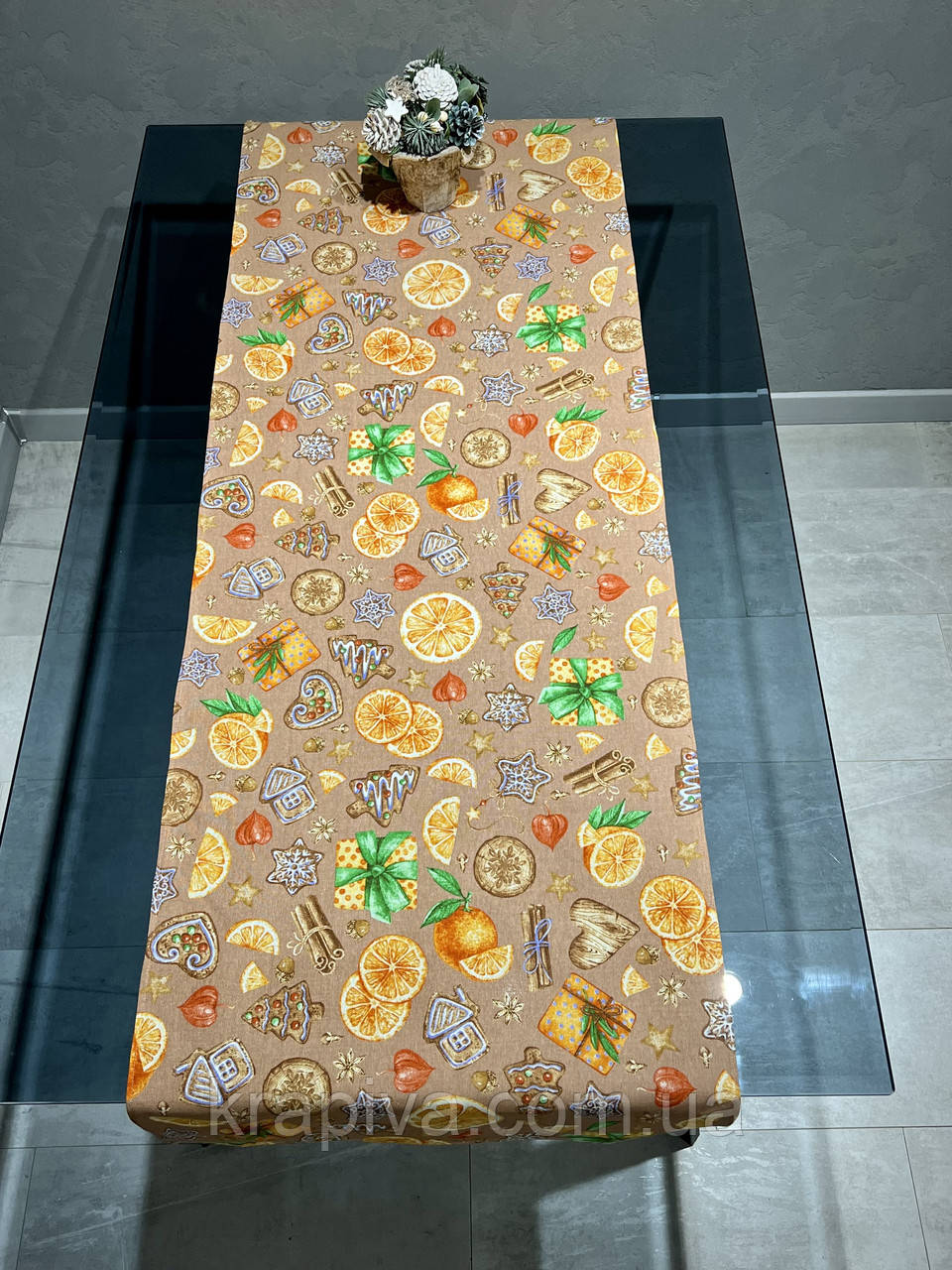 Доріжка раннер для столу бавовна інтер'єрна Новий Рік, скатертину на стіл, раннер на стіл, скатертина Новий Рік, фото 1