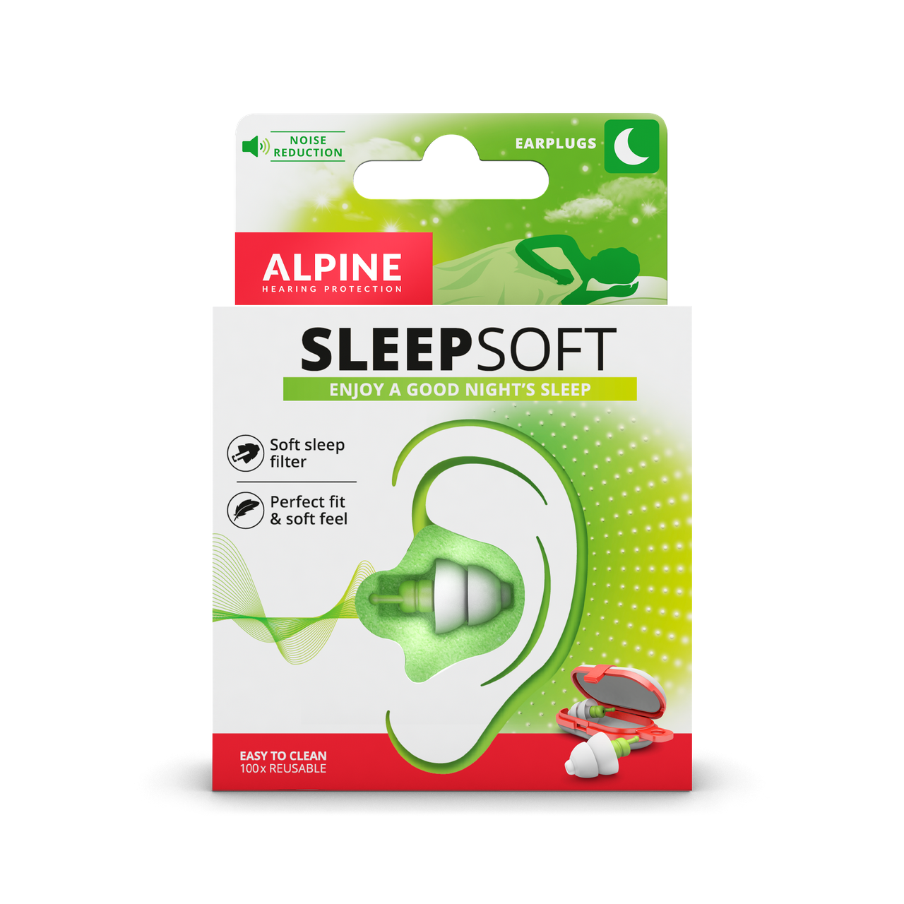 Беруши многоразовые для сна Alpine Sleep Soft с футляром SNR 25 дБ (ID ...