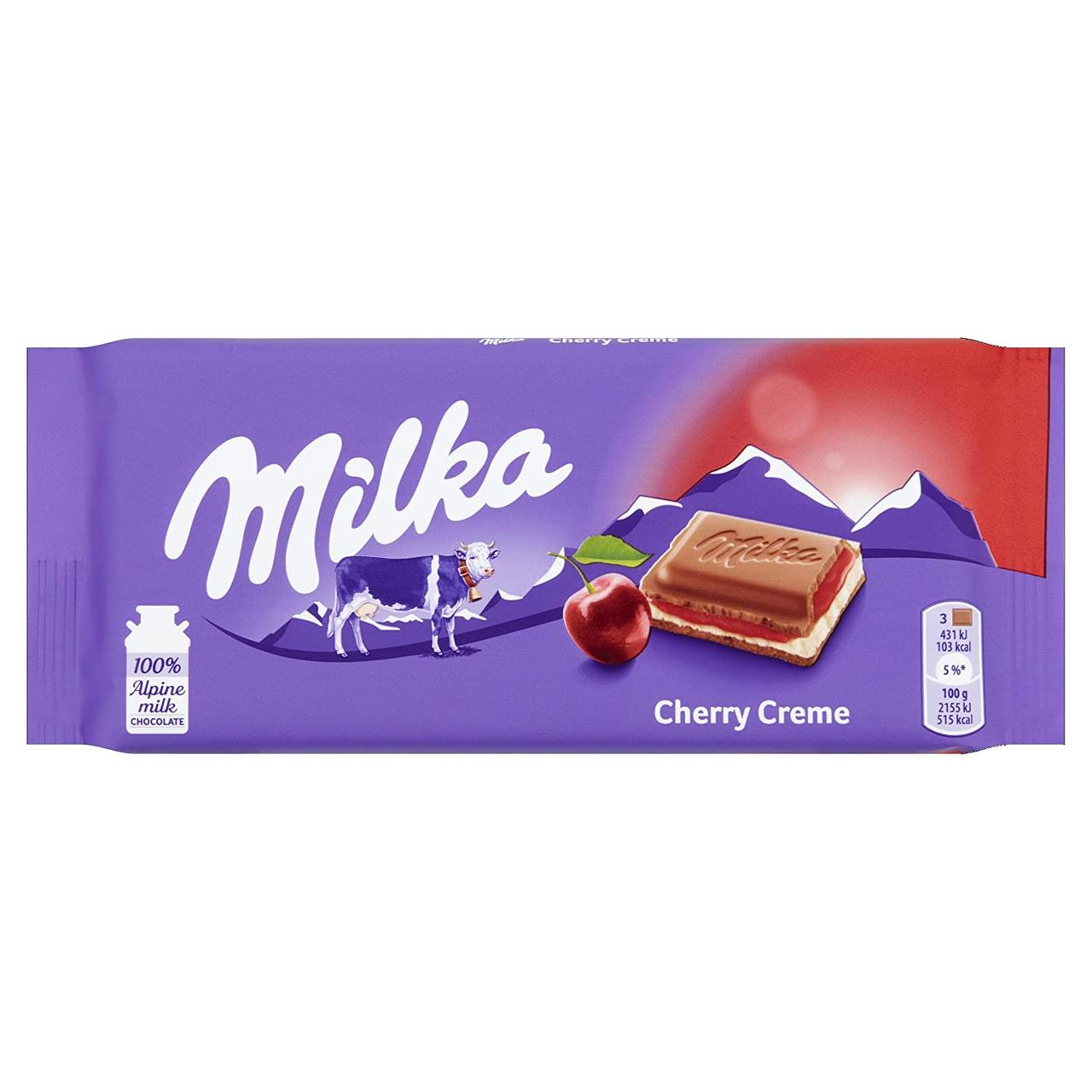 Шоколад молочний із молочно-вишневою кремовою начинкою Milka Cherry Creme, 100 г Швейцарія