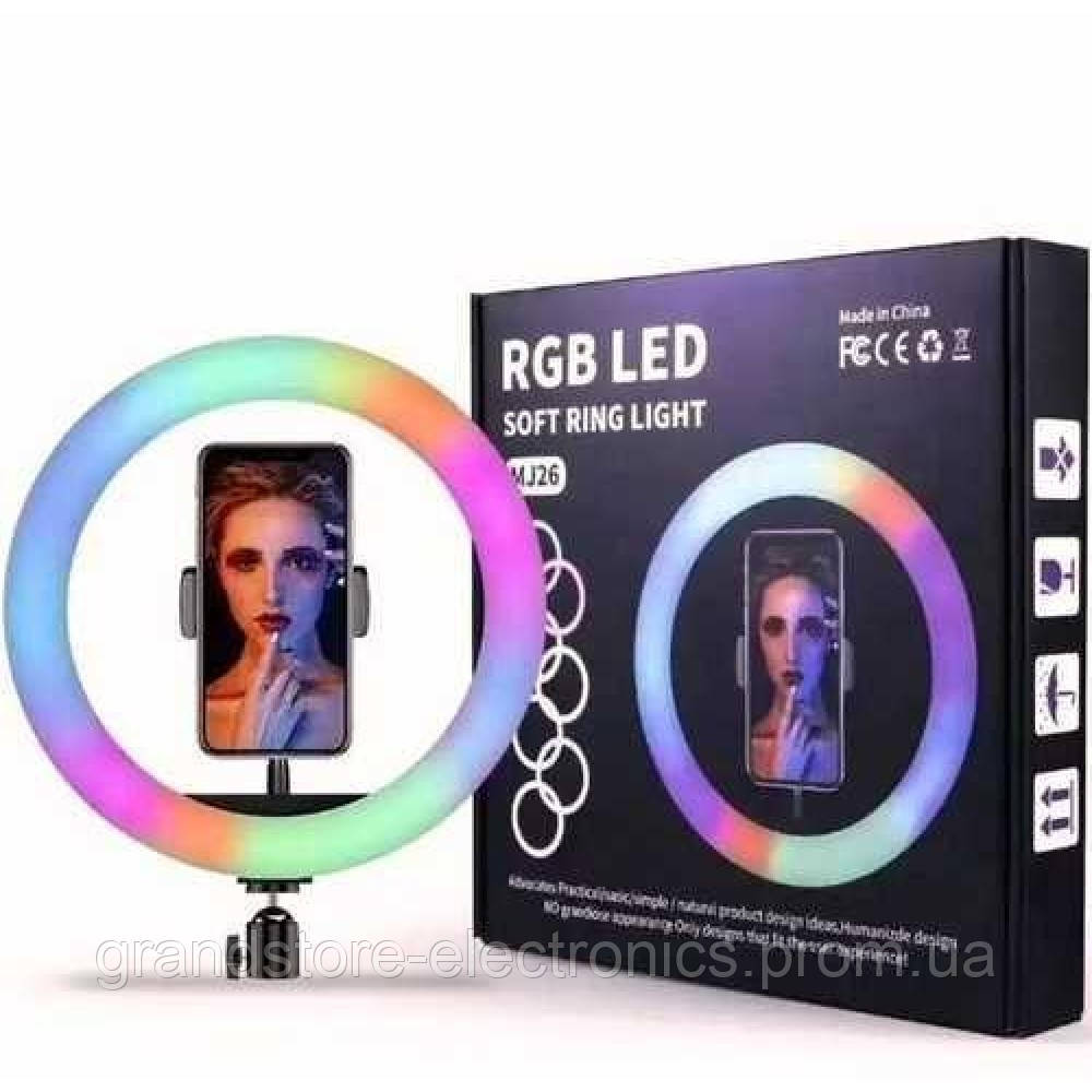 Кольцевая лампа 26 см для профессиональной съемки RGB LED SOFT RING LIGHT CXB-RGB260 радужная-гибрид - фото 1 - id-p1710291056