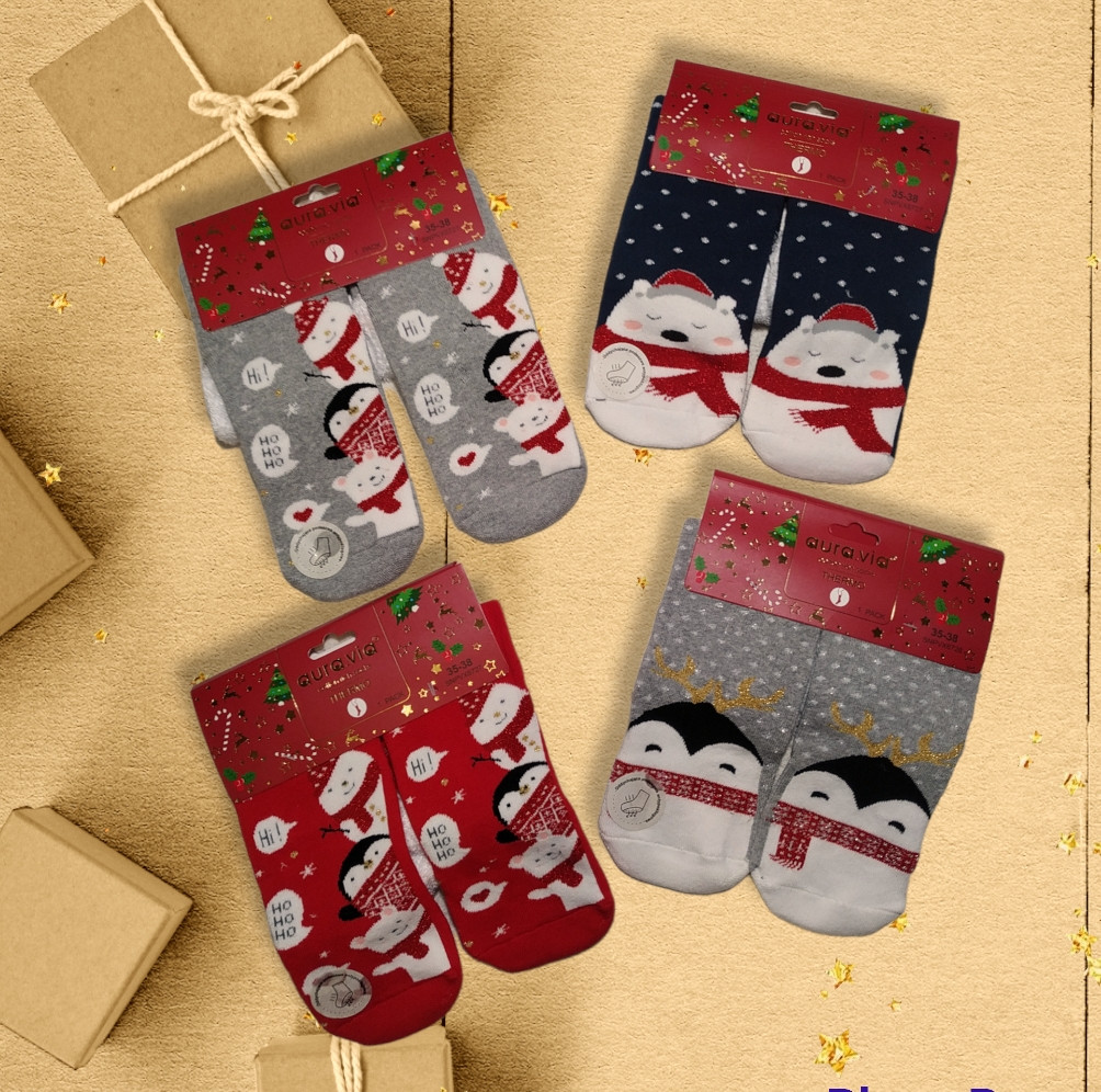 Шкарпетки з Новорічним малюнком подарунок до свят Розміри 35-38