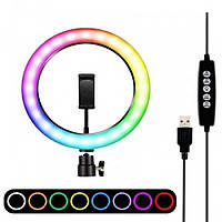 Кольцевая лампа 30 см для профессиональной съемки RGB LED SOFT RING LIGHT CXB-RG300 радужная-гибрид