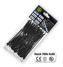 Стяжки кабельні пластикові роз'ємні 4,8x200мм 
UV BLACK, TS1248200B
