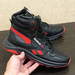 Зимові зимні дітячі черевики для хлопчика шкіряні спортивні Reebok чорні 35-40р,чоботи дитячі зимні шкіряні для хлопчика