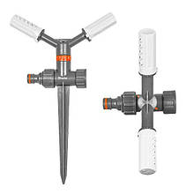 Зрошувач обертовий 2-х ріжковий пластиковий 
на кілку, WHITE LINE, блістер, WL-6106