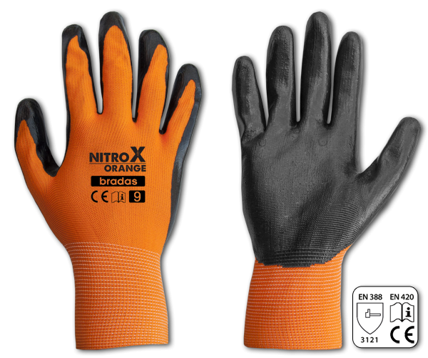 Рукавички захисні NITROX ORANGE нітрил, розмір
10, RWNO10