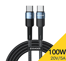 Кабель ESSAGER USB Type-C на Type-C 5А 100W 1 метр Q.C. 3.0 4.0 PD швидка зарядка і передача даних