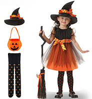 Детский костюм Ведьмочка Хэллоуин Тыква (130-140) Halloween