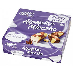 Цукерки Мілка пташине молоко (суфле) вершково-молочним смаком у коробці Milka Alpejskie Mleczko, 330г