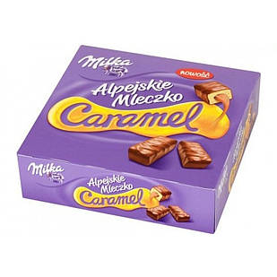 Цукерки Мілка пташине молоко (суфле) карамельної начинкою смаком у коробці Milka Alpejskie Mleczko, 330 г