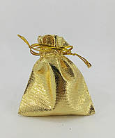 Мішечок тканинний золотий плоский 7х8,5см подарунковий для ювелірних виробів