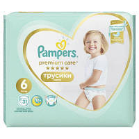 Памперси трусики Pampers 6 Premium Care Pants, від 15 кг, 31 шт., підгузники памперс преміум кеа (8001090759917) DL