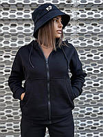 Женский качественный теплый спортивный костюм на молнии на флисе (Турецкая ткань) 42-44 46-48 черный беж серый