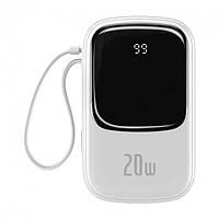 Павербанк Baseus Q Pow 20000 mAh 20W Quick Charge + кабель Lightning для iPhone/iPad/Samsung/Xiaomi/Huawei whi