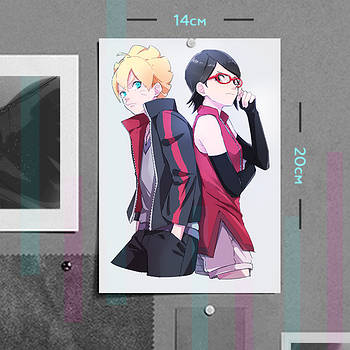 "Боруто і Сарада (Боруто / Boruto)" плакат (постер) розміром А5 (14х20см)