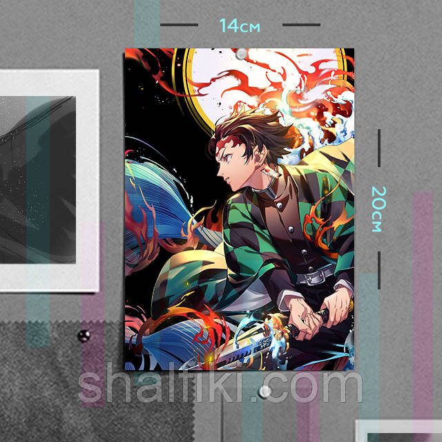 "Танджіро Камадо (Клинок, який знищує демонів / Demon slayer)" плакат (постер) розміром А5 (14х20см), фото 1