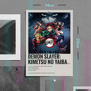 "Клинок, який знищує демонів / Demon slayer" плакат (постер) розміром А5 (14х20см)