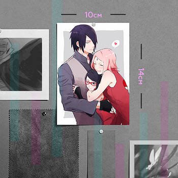 "Саске, Сакура і Сарада (Боруто / Boruto)" плакат (постер) розміром А6 (10х14см)