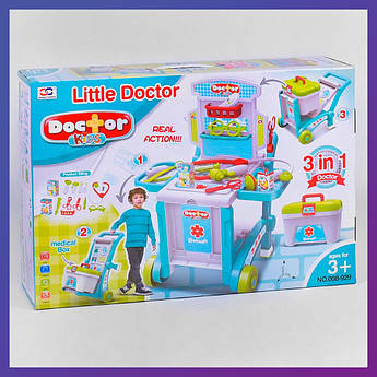Дитячий ігровий набір доктор 008-929 з валізою стіл-тріжка тачка