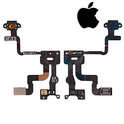 Шлейф для iPhone 4S, кнопки вмикання, з датчиком наближення, з компонентами, оригінал