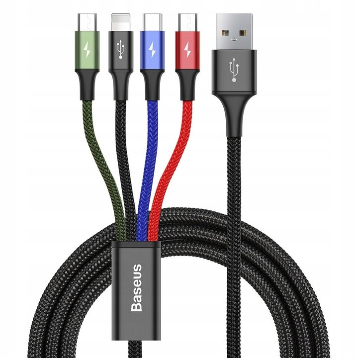 Кабель USB Шнур зарядка 4в1 Baseus Быстрая зарядка 3.5A 1.2м - фото 1 - id-p1710336326