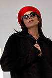 Однотонний в'язаний светр із коміром на блискавці — чорний колір, L (є розміри), фото 4