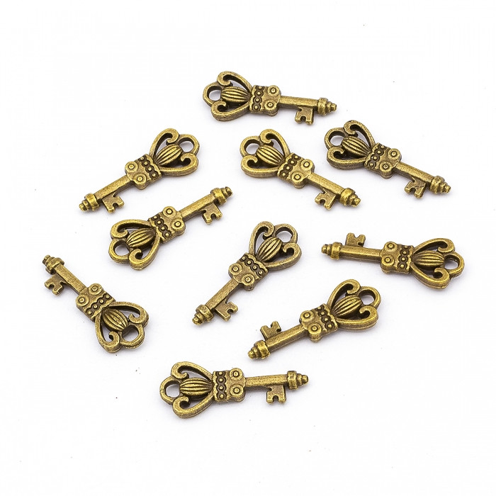 Кулон Ключ, Метал, Колір Бронзовий, 25x10мм, 10 шт, фото 1