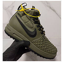 Мужские зимние кроссовки Nike Lunar Force 17 Duckboot Green, зеленые кожаные найк лунар форс дакбут хаки LF 1