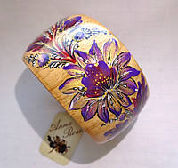 Деревянный браслет на руку ручной работы "Золотая Хризантема"