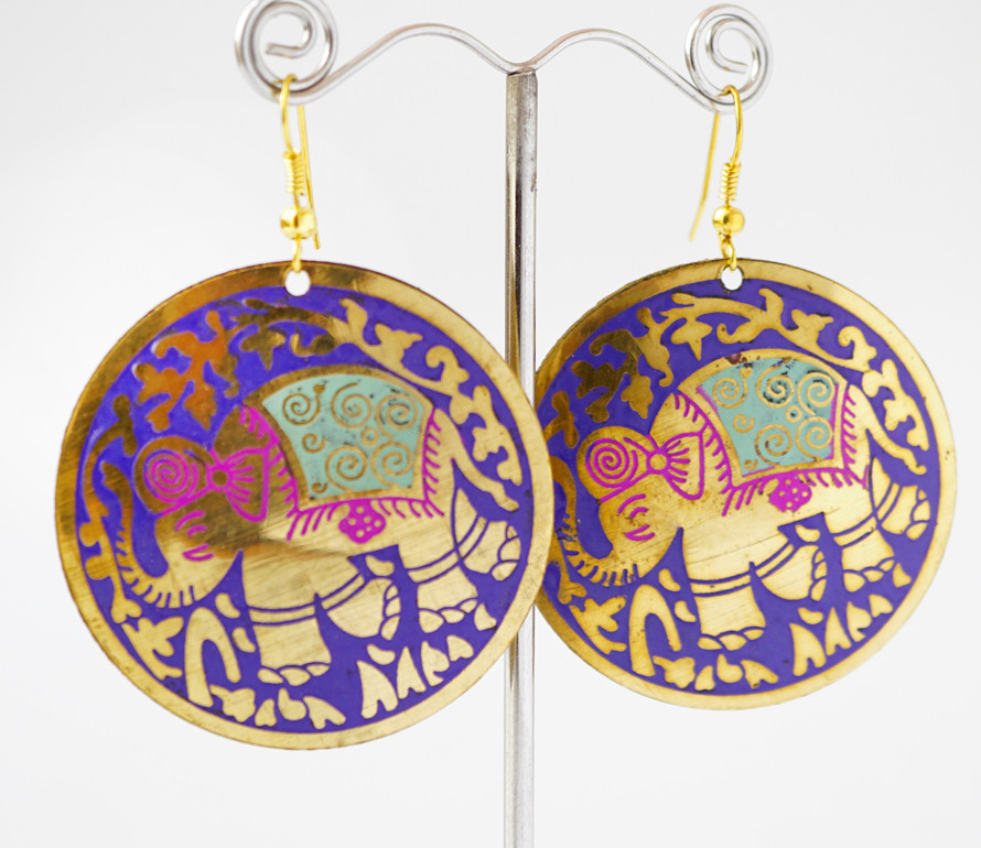 Сережки Круг СЛОНИК Сині великі, фото 1