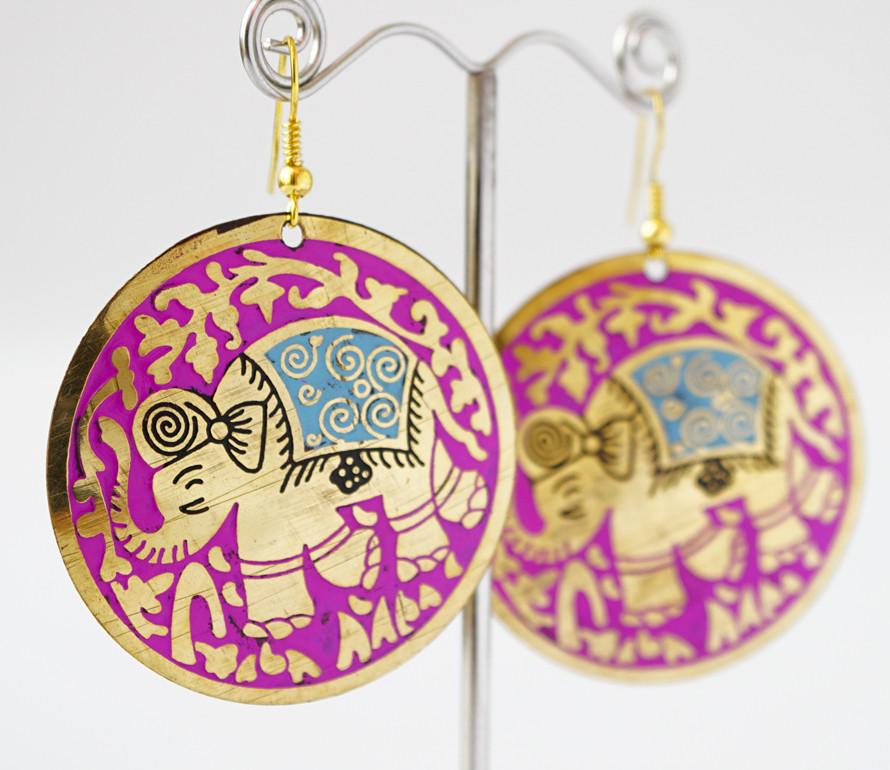 Сережки Круг СЛОНИК Рожеві великі, фото 1