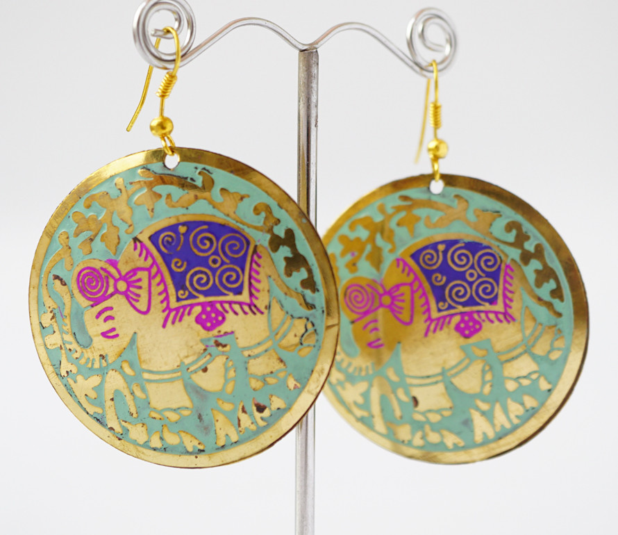 Сережки Круг СЛОНИК Салатові середні, фото 1