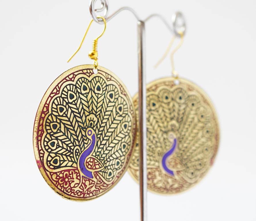 Сережки Круг Павич Чорні великі, фото 1