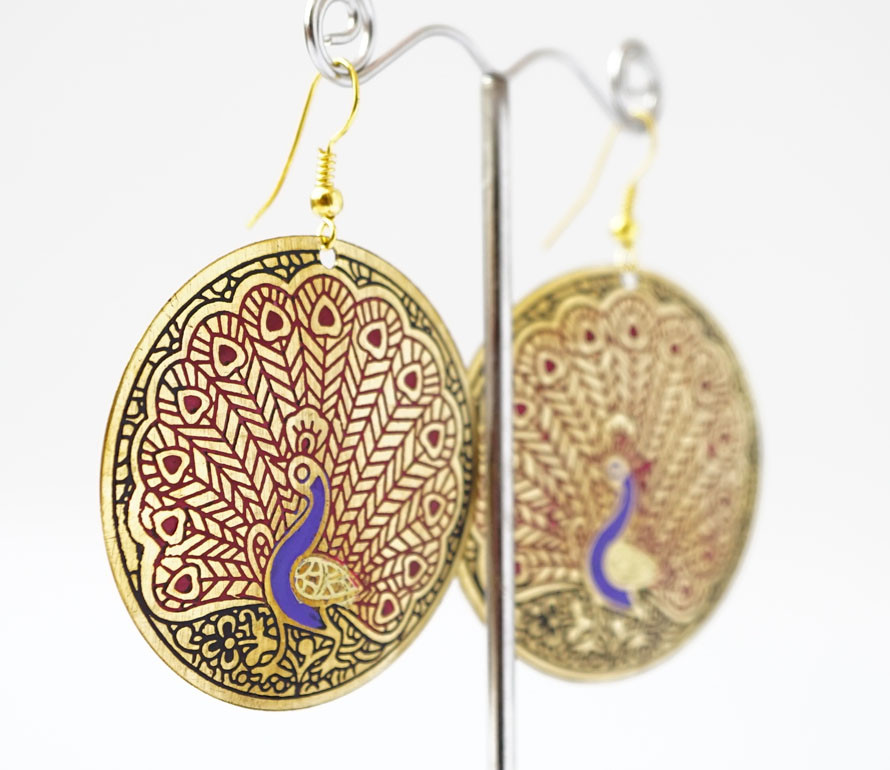 Сережки Круг Павлін Червоні великі, фото 1