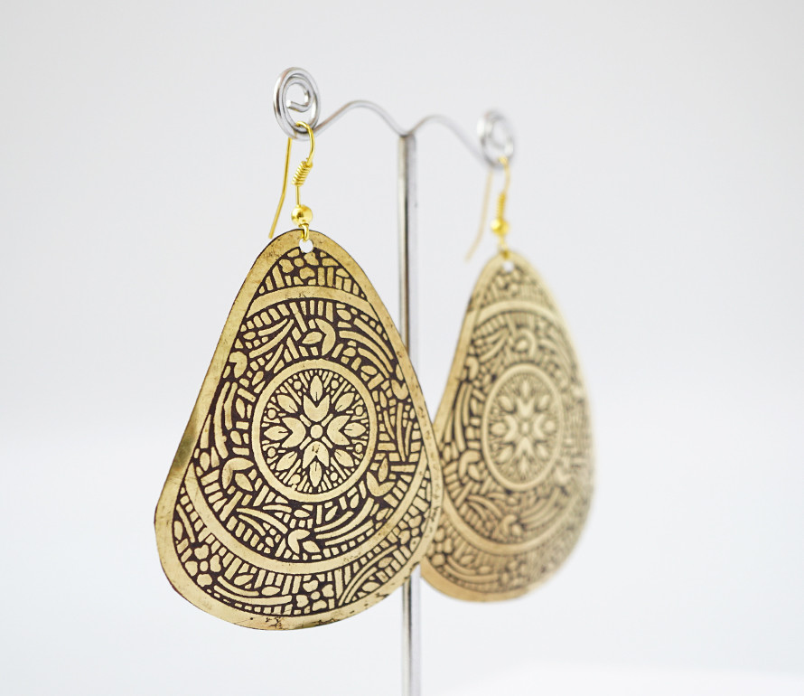 Сережки Трикутник Жовтий метал малі, фото 1