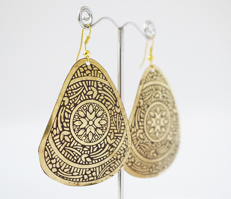 Сережки Трикутник Жовтий метал середні, фото 1